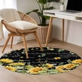 thumbnail image 5 of Summer Floral Round Area Rugs 3 ft, Watercolor Sunflower Eucalyptus Leaves Letter Print Washable Small Area Rug with Non-Slip Sturdy Edge Binding Round Front Door Mat Floor Carpet for Entryway, 5 of 9