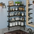 thumbnail image 5 of Tomnk Corner Floating Shelves, Set of 5 Rustic Wood Wall Shelves, Black, 5 of 7