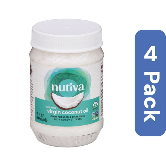 Nutiva Organic Coconut Oil Unrefined 15 fl oz (Pack Of 4)