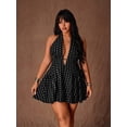 thumbnail image 4 of Plus Size Women's Polka Dot Halter Tie Sexy A-Line Mini Dress, 4 of 8