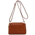 thumbnail image 1 of Small Triple Zip Crossbody Bag (Saddle Brown), 1 of 10