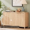 thumbnail image 5 of Diamond-Fluted Buffet Cabinet with 4 Doors, Storage Credenza with Adjustable Shelves,Accent Cabinet for Living Room-Natural, 5 of 6