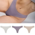 thumbnail image 2 of Aayomet Culottes pour Femmes Couleur Filetée Soie Glacée Taille Basse Haute Élasticité Sport String Sans Couture (Blanc, m), 2 of 5