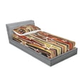 thumbnail image 2 of Ambesonne Abstract Fitted Sheet & Pillow Sham Set, Charming Stars Art, Twinxl, Black Pale Coffee Brown, 2 of 2