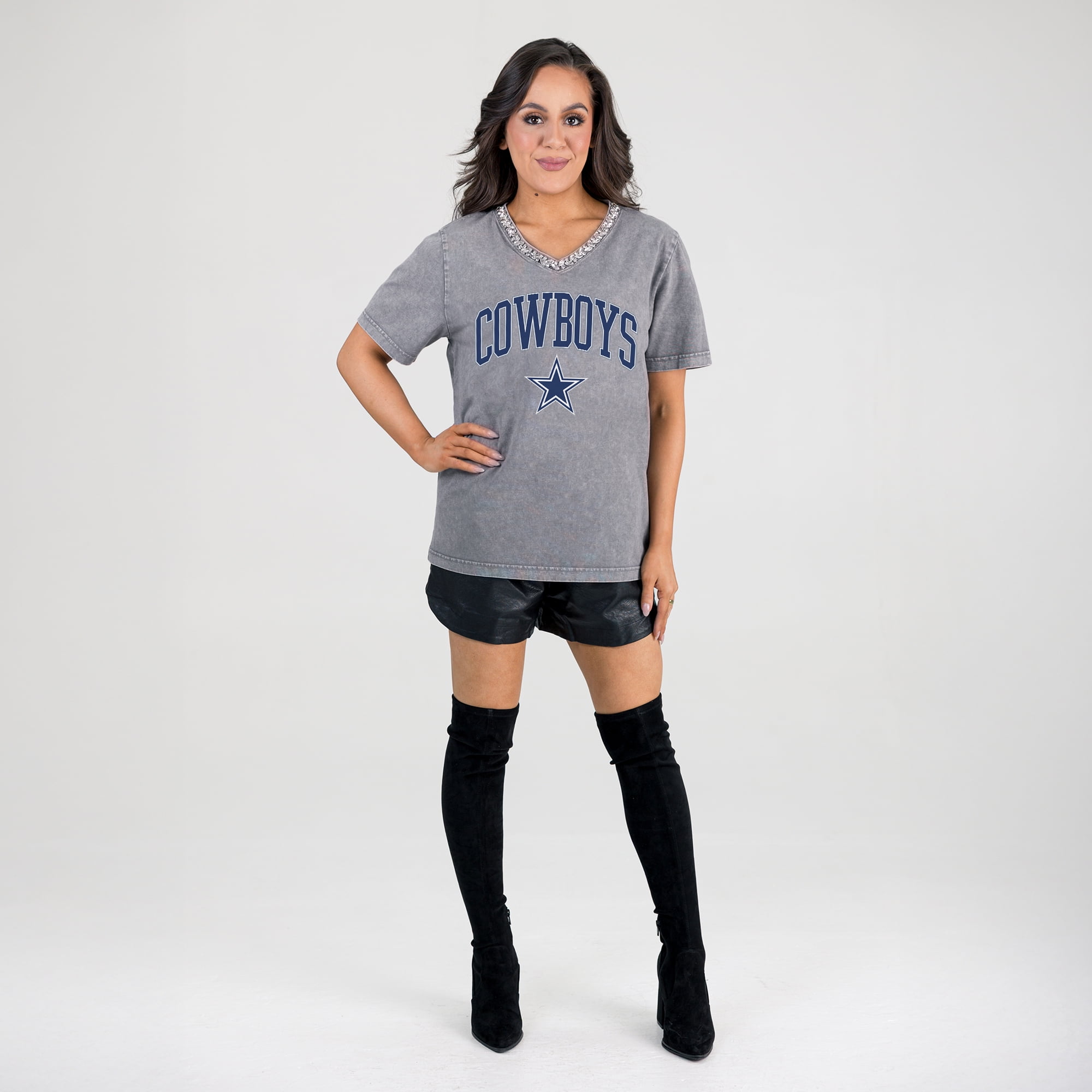 Women's Gameday Couture Gray Dallas Cowboys Relaxed Iconic Edge