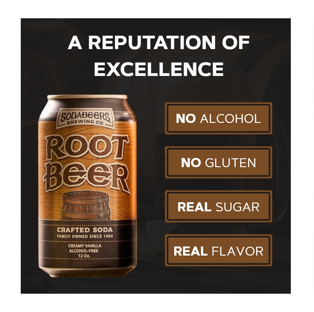 Root Beer | SodaBeers Brewing Co | Alcohol-Free, Gluten-Free Crafted Sodas Made With Natural Flavors and Real Sugar, Refreshing Fruit Beverages (12 Cans)