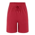 thumbnail image 5 of Women's Casual Pants Women'S Linen Shorts Casual Long Linen Shorts High Waisted Comfy Summer Shorts,Red Women's Casual Pants XXL, 5 of 9