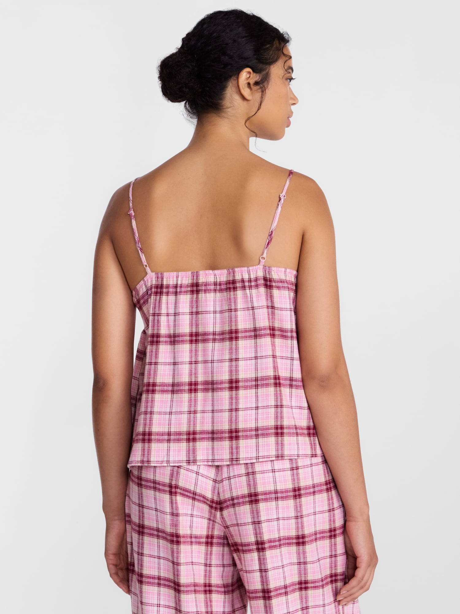 Joyspun Women's Flannel Cami w/ Self Ruffle Sleep Top, Sizes XS to 3X