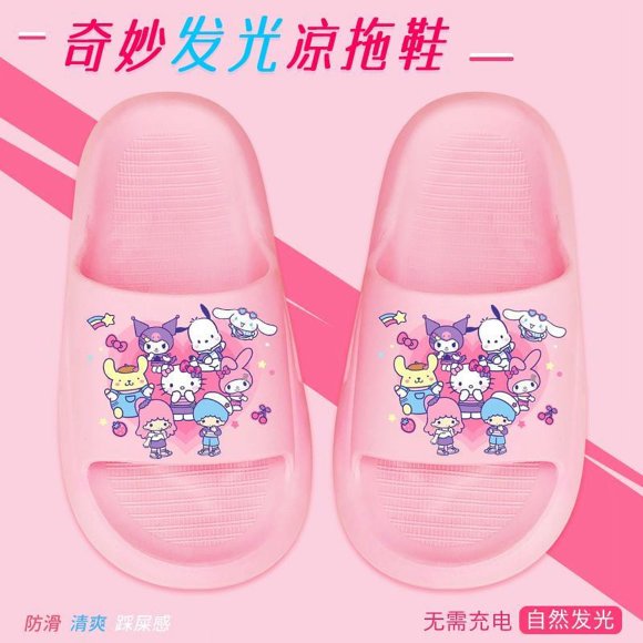 Summer Ins Kawaii Sanrio Anime Kuromi My Melody Children Pvc Slippers Cute Cinnamoroll Indoor Soft Bathroom Shoes Gifts for Girl