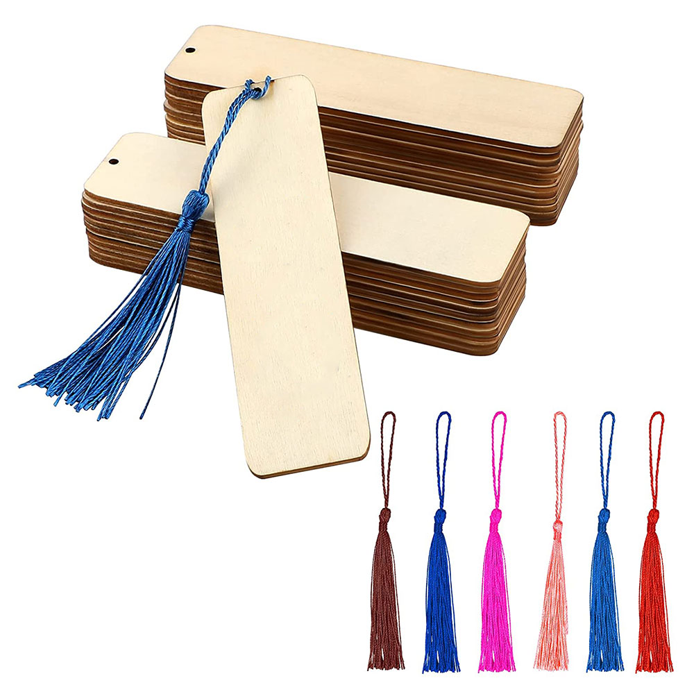 Qomolangma 36 Pack Wood Blank Bookmarks, Wood Hanging Tags Rectangle