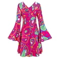 thumbnail image 6 of 70s Disco Fancy Dress Outfits for Women, 60s 70s 80s 90s Hippie Costume Disco Dress, Groovy Disco Dress, Retro Disco Outfit, Halloween Floral Party Dresses Trendy Vacation,Hot PinkL, 6 of 9