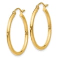 thumbnail image 2 of 14K Yellow Gold Earring Hoop Women'S 25 mm Polished 2Mm Tube Earrings, 2 of 4