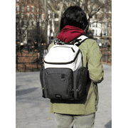 Eastsport Wooster St. Large Backpack Diaper Bag with Adjustable Shoulder Straps, Changing Pad, Stroller Straps, Insulated Zipper Pockets, Light Grey