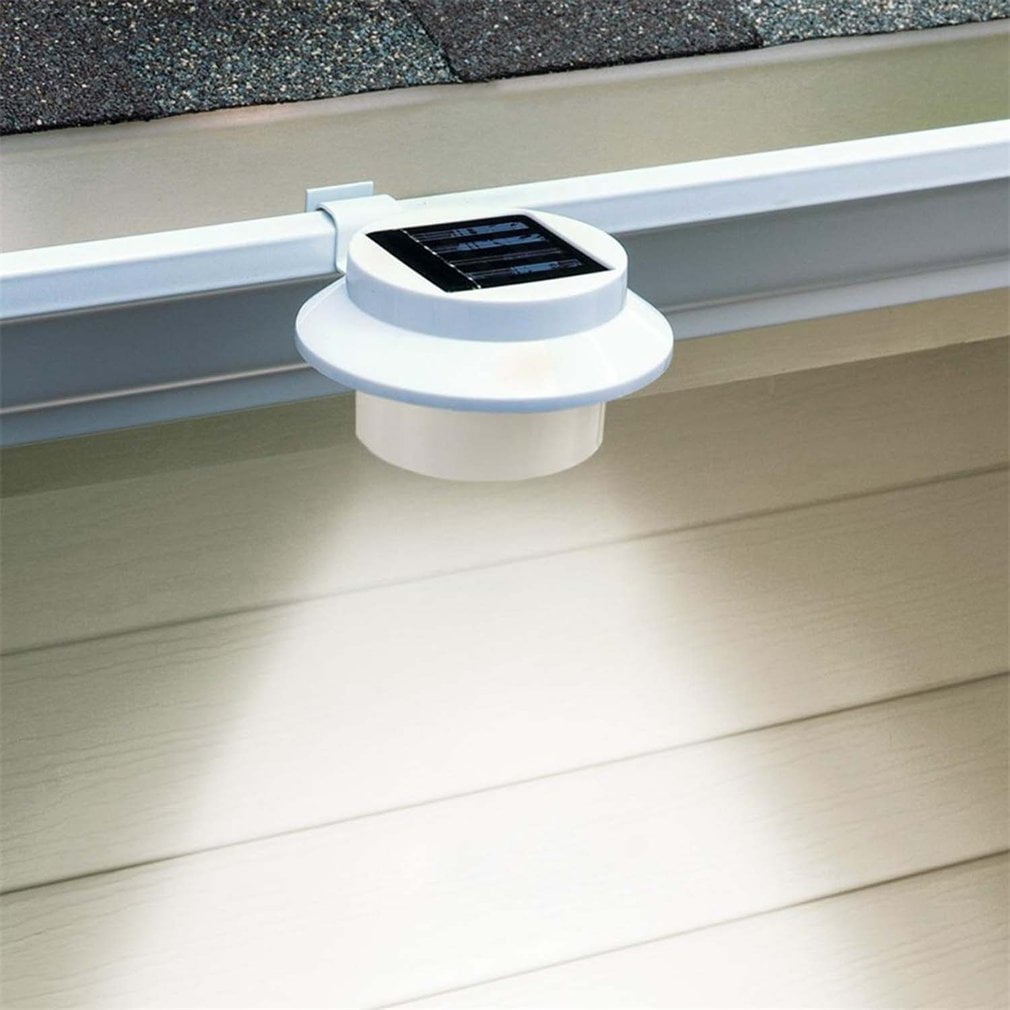 Pack Of 2 Solar Powered Outdoor Garden Light Gutter Fence Lamp 3 Led Energy Saving