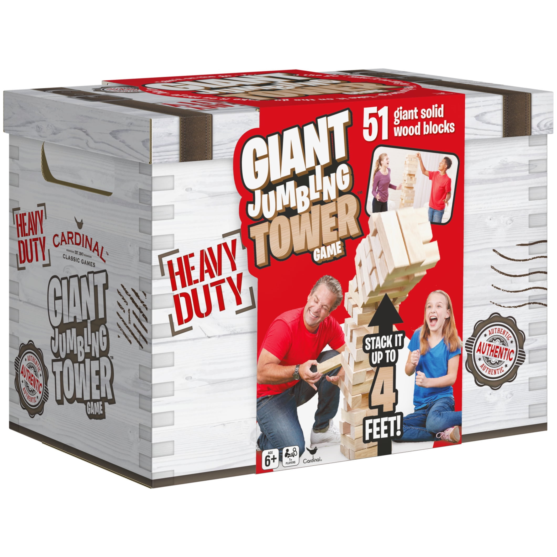 Spin Master Games, Giant Jumbling Tower Party Game with Wood Blocks, Ages 6 and up