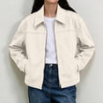 thumbnail image 2 of Riecok Womens Suede Jacket Long Sleeve Zip up Coats Lapel Collar Solid Jackets Casual Fall Outerwear with Pocket L, 2 of 8