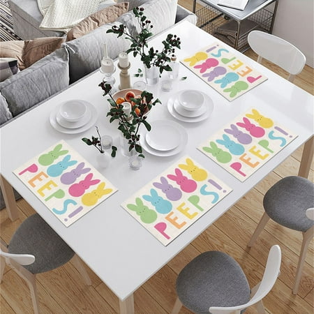 

NIUREDLTD Home Decoration Easter Bunny Egg Carrot Placemat The Festive Atmosphere Decorated With Flax Table Mat