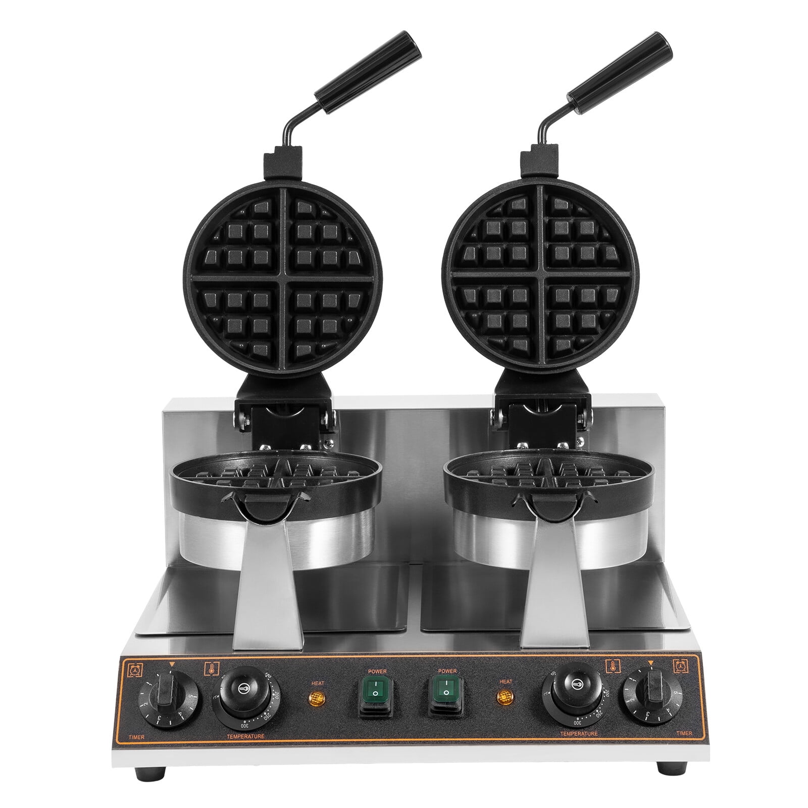 Electric Double-Headed Waffle Maker, Nonstick Rotating Baker Machine 1500W