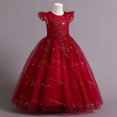 thumbnail image 3 of IDOPIP Girls Long Communion Princess Lace Dresses Flower Bridesmaid Pageant Party Wedding Floor Length Dance Evening Formal Gowns 11-12 Years Red, 3 of 6
