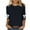 Navy, variant on Lenpel Women's 3/4 Sleeve Tops Plus Size Crew Neck Soft Casual T Shirts Trendy Basic Tees Loose Tunic Blouses with Bowknots(Wine,X-Large)