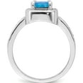 thumbnail image 2 of Sterling Silver Rhodium-Plated Square Blue Created Opal Cz Ring (Size 8) Made In China qr6574-8, 2 of 5