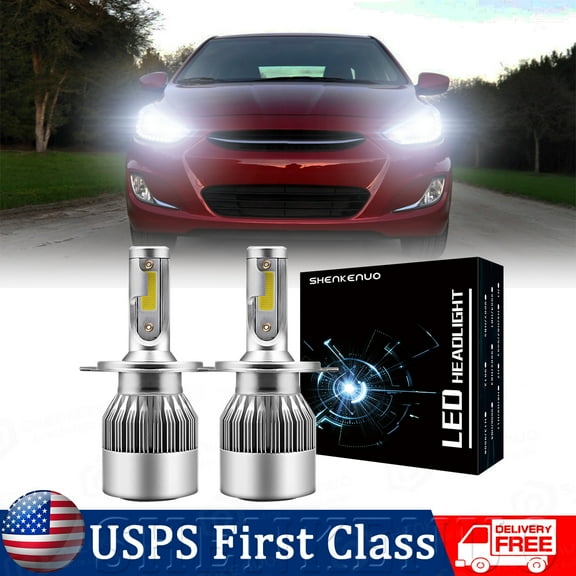 For Hyundai Accent 2000-2018 LED Headlight H4 Bulb High/Low Dual Beam White （2pcs）