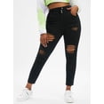 thumbnail image 3 of ROSEGAL Plus Size Distressed Frayed Skinny Jeans Black 1X, 3 of 4