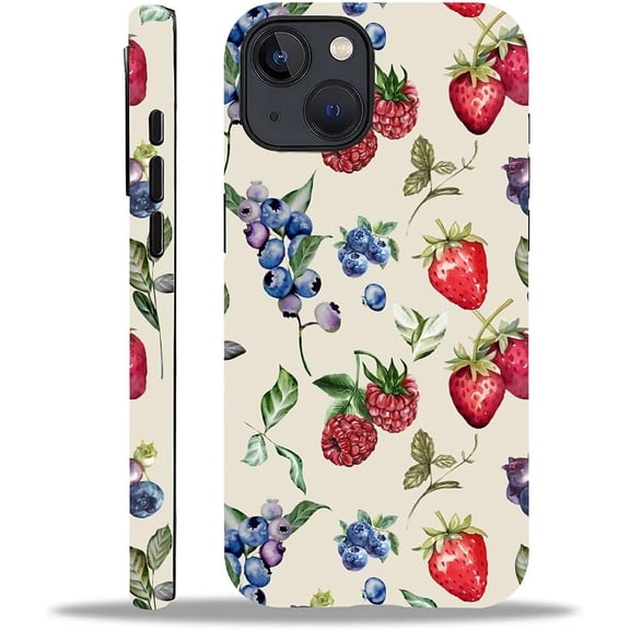 Compatible with iPhone 14 Plus Case, Berries Cute 2 in 1 Heavy Duty Shockproof Rugged Hard PC Soft Silicone Protective Cover for iPhone 14 Plus
