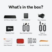 WOLFBOX 4K Mirror Dash Cam with 5.8GHz WiFi, Voice Control, Smart Rear View Mirror with ADAS and BSD, 12 inches Rear View Mirror Camera, Free 64GB Card, GPS, G-Sensor, Loop Recording
