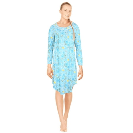 

JEFFRICO Womens Long Sleeve Cotton Blend Nightgowns Sleepwear Soft Pajama Dress Nightshirts