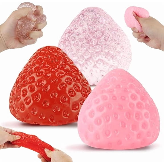 Realistic Snow-top Strawberry Shaped Squishy Squishy for Adults Imitation Silicone Feel Soft Tactile Office Desk Accessory Venting Sensory Tool 1 Pack