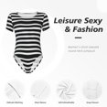 thumbnail image 4 of Balery Black And White Stripes Body de cuello redondo de manga corta para mujer Tops de manga corta Tops básicos-Medium, 4 of 7
