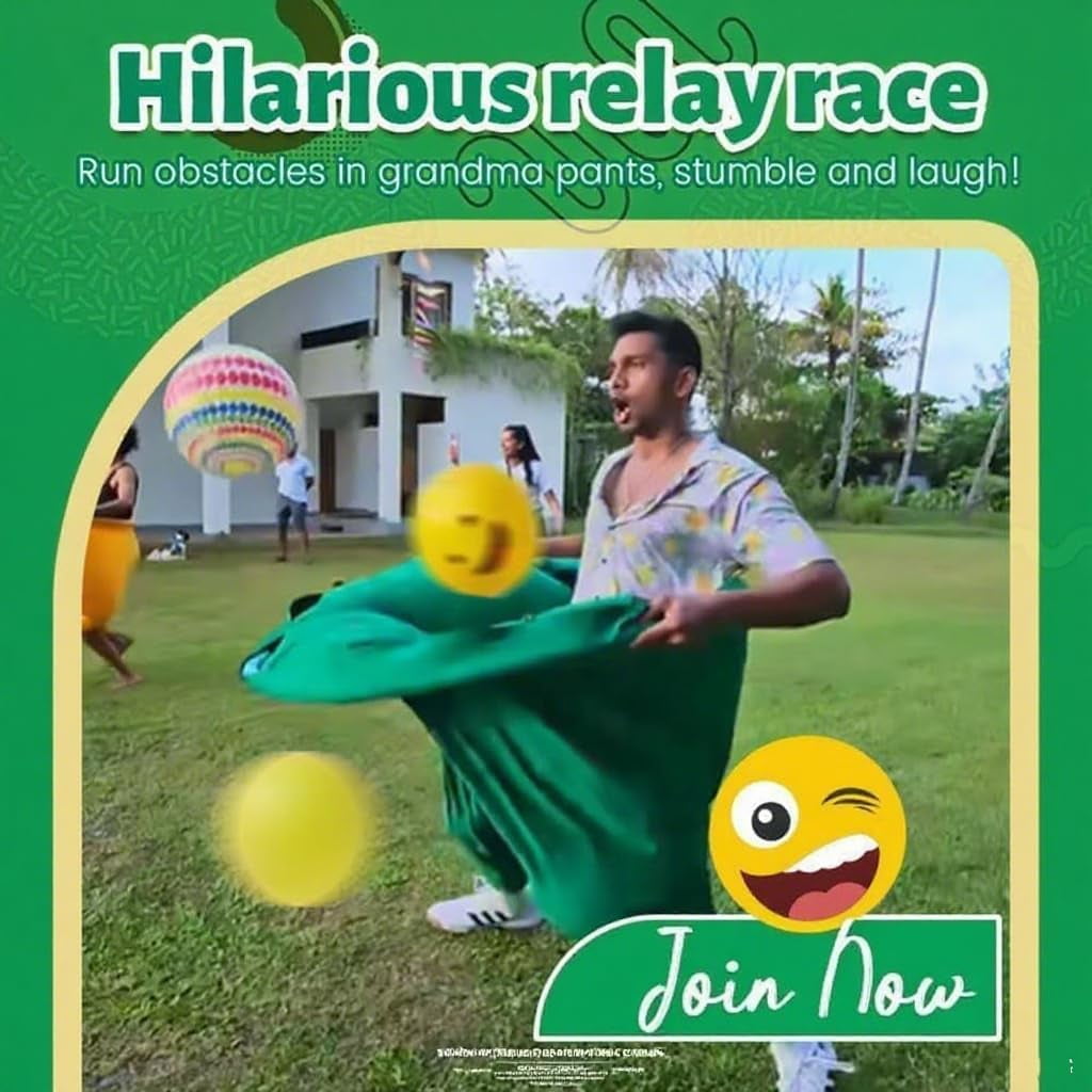 2025 New 2 PCS Granny Pants Outdoor Game, Giant Oversized Granny Pants Yard Game Sets with 4 Bouncy Balls & 1 Pump, Yard Games Field Family Reunion