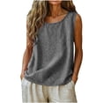 thumbnail image 2 of Loose Tank Tops for Women, Cotton Tank Tops for Women Summer Cotton-Linen Sleeveless Tank Top Breathable and Comfortable Summer Tank Top for Weekend Outings, Gray 5XL, 2 of 6