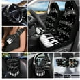 thumbnail image 2 of Yuyamidu Music Note Car Seat Cover Set 15 PCS Skull Steering Wheel Cover Seat Belt Cushion Pad Garbage Bag Air Vent Pocket Rearview Mirror Cover Coasters Keychain for Truck Van Sedan, 2 of 7