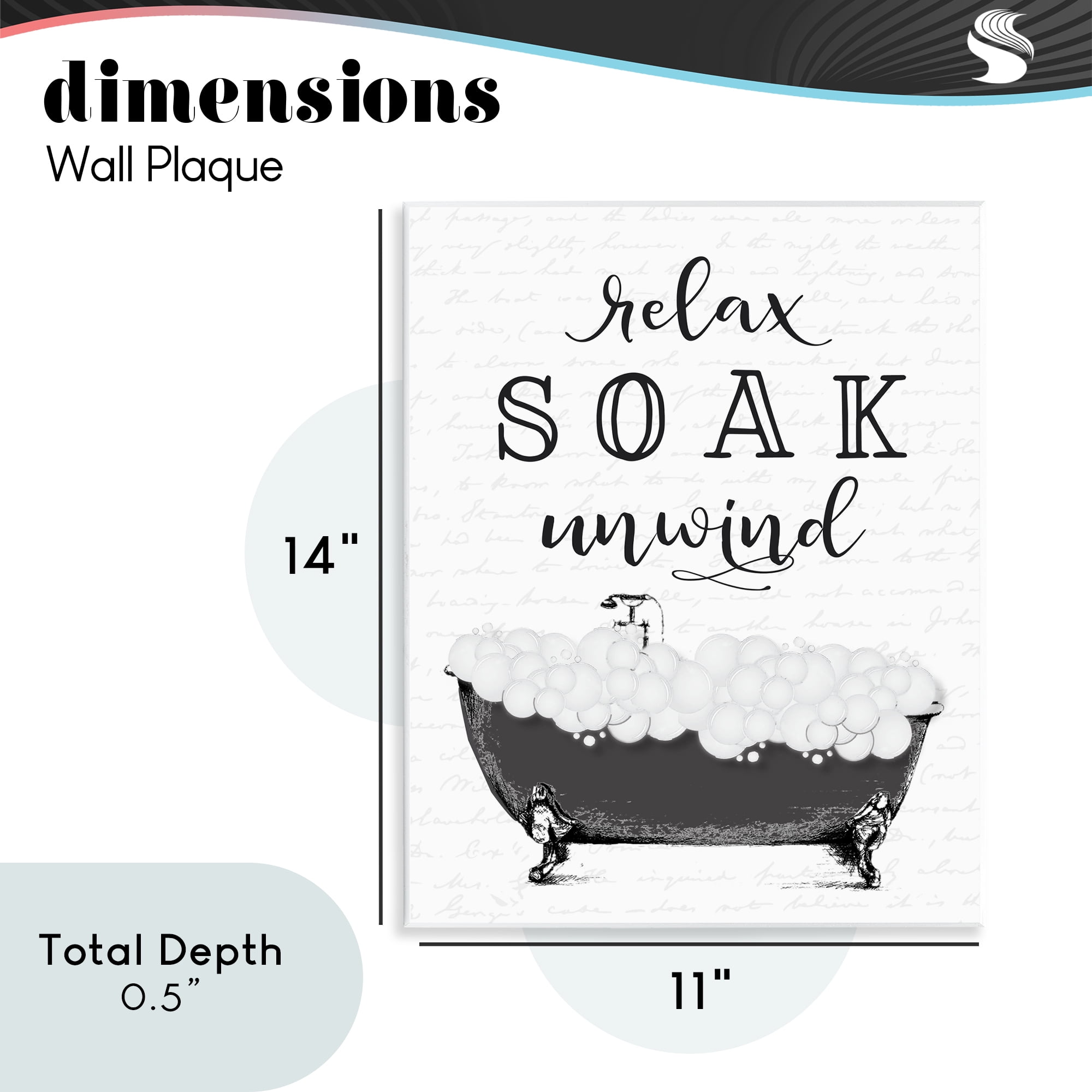 Soak Unwind Bubble Bath Wall Plaque Art, design by Lettered and Lined