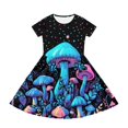 thumbnail image 2 of Uourmeti Mushrooms Short Sleeve Dresses for Toddler Girls Summer Soft Swing Dress Lightweight Loose Round Neck Midi Dresses with Pockets, 2 of 6