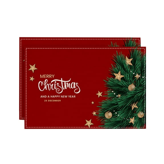 MOPOOR Christmas Red Placemats Xmas Trees and Snowflakes Winter Decor Place Mats Heat Washable Non Slip Table Mat for Dining Kitchen Holiday New Year Decor
