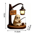 thumbnail image 3 of Sulaicai Halloween Ghost Fishing Night Light, Cute Resin Ghost Figurine with LED Lantern, Rustic Wood Base Table Lamp for Desk Mantel Bedroom Living Room Fall Decor, 3 of 7
