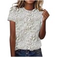 thumbnail image 2 of Hauts d'Été pour Femmes DYTTDG T-shirt à Fleurs Mode pour Femmes Grande Taille Col Rond Manches Courtes Décontracté Ample Tee Haut Hauts pour Femmes Liquidation Moins de 10 Multicolore,G, 2 of 5