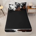 thumbnail image 4 of Erosebridal Cowhide Hide Zipper Twin Comforter Sets with Fitted Sheet and 2 Pillowcases,Rustic Farm Animal Zipper Bedding Set For Boys,Black Reversible,4 Pieces, 4 of 7