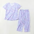 thumbnail image 4 of Women Pajamas Set Summer Short Sleeve Tshirts Top Capri Pants Sleepwear Two Piece Loungewear Comfy Homewear, 4 of 9