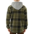 thumbnail image 3 of Men's Smith's Workwear Plaid Sherpa-Lined Microfleece Hooded Shirt Jacket Color: Olive Size: M, 3 of 5