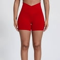 thumbnail image 2 of vigerkar 2025 Crossover Biker Shorts for Women, No Front Seam V High Waist Yoga Workout Gym Shorts with Tummy Control Red, L, 2 of 3