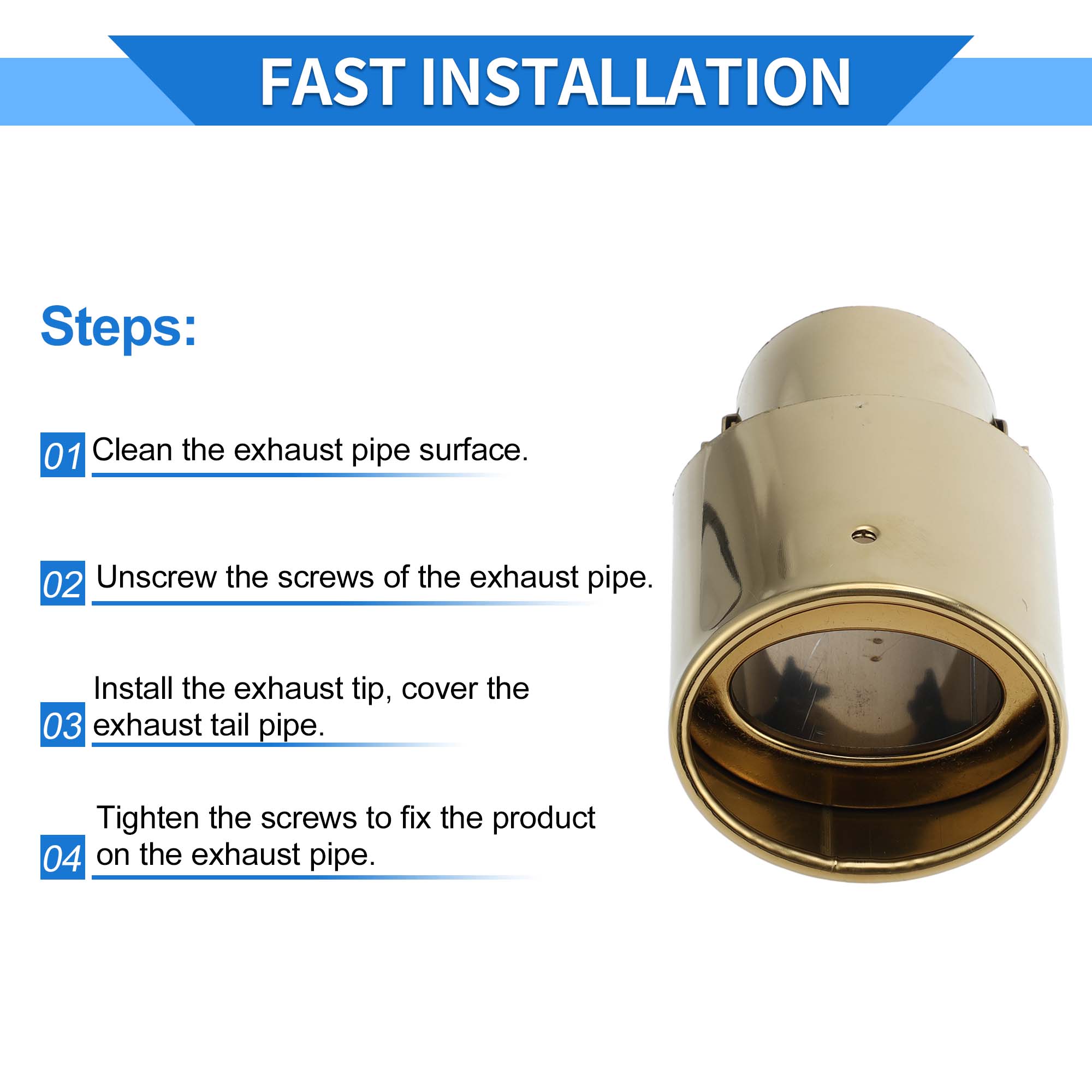 Unique Bargains Slant Exhaust Tip, 1.3" - 2.4" Inlet 3.4" Outlet 5.8" Length Universal