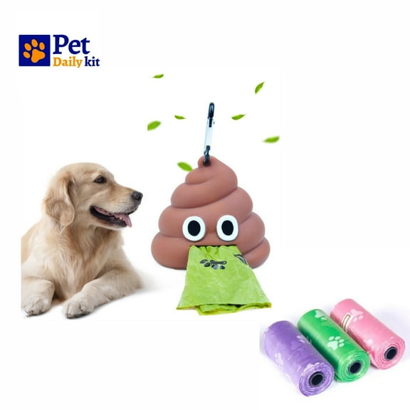 Pet Daily Kit Eco Friendly Poop Bags with Poop Shaped Holder With 3 Rolls 45 Ct