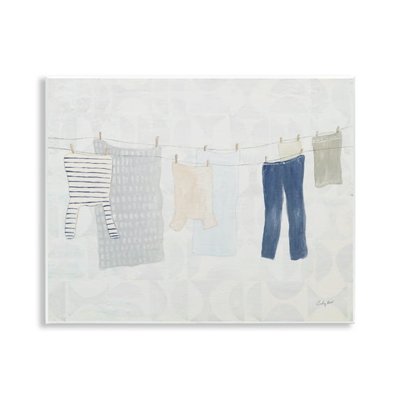 Stupell Industries Laundry Day Hanging Clothes Bath & Laundry Painting Unframed Art Print Wall Art, 14 x 11