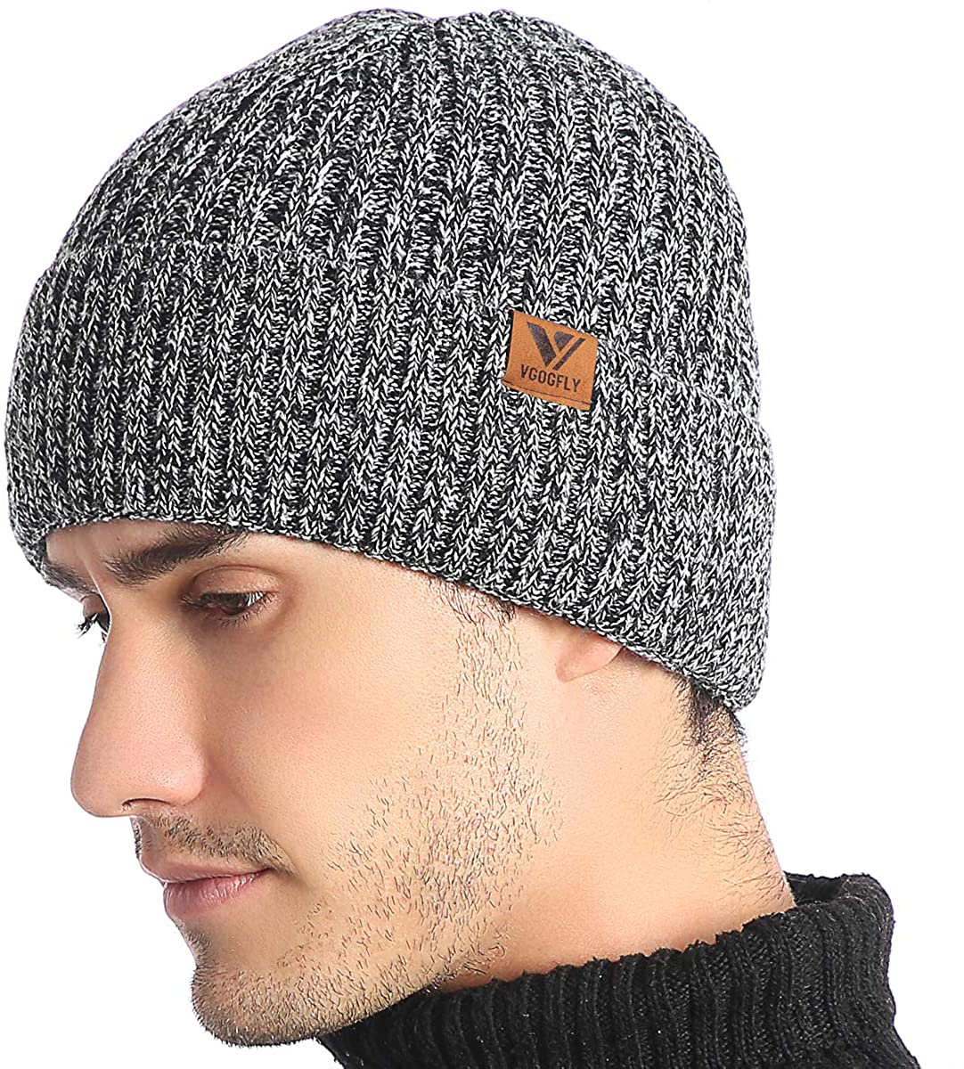 Lined Men Beanie Slouchy Knit Skull Cap 