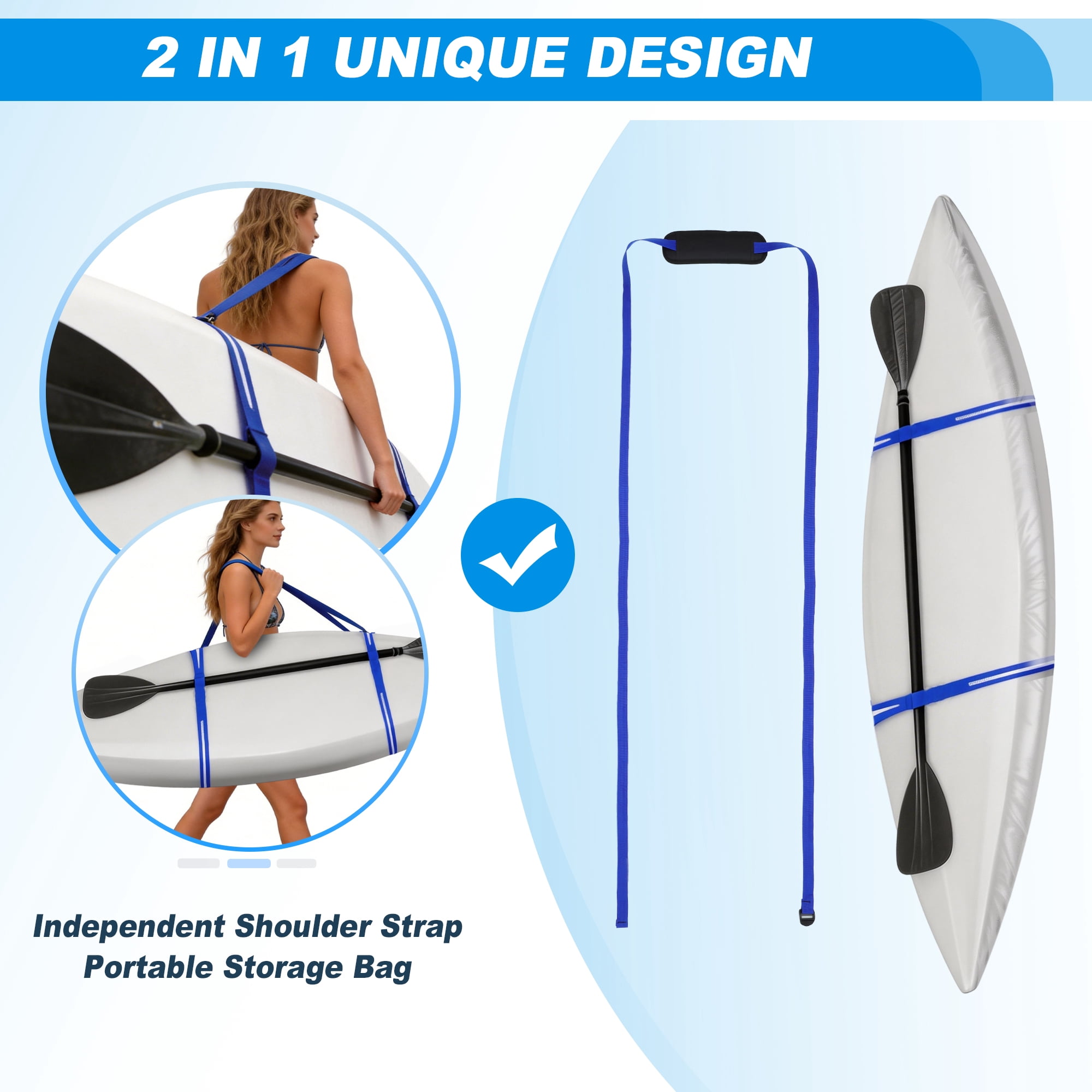 Unique Bargains Duty Oxford Cloth Kayak Cover Waterproof Silver Blue 10.8ft-12ft