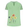 thumbnail image 4 of Bamboo Cotton Tunic Blouses for Women Summer Short Sleeve Tee Blouse Button-Up Henley Neck T-Shirt Flower Graphics Cute Tunics Tops Lounge Dressy Shirts Going Out Holiday Outfits, 4 of 4